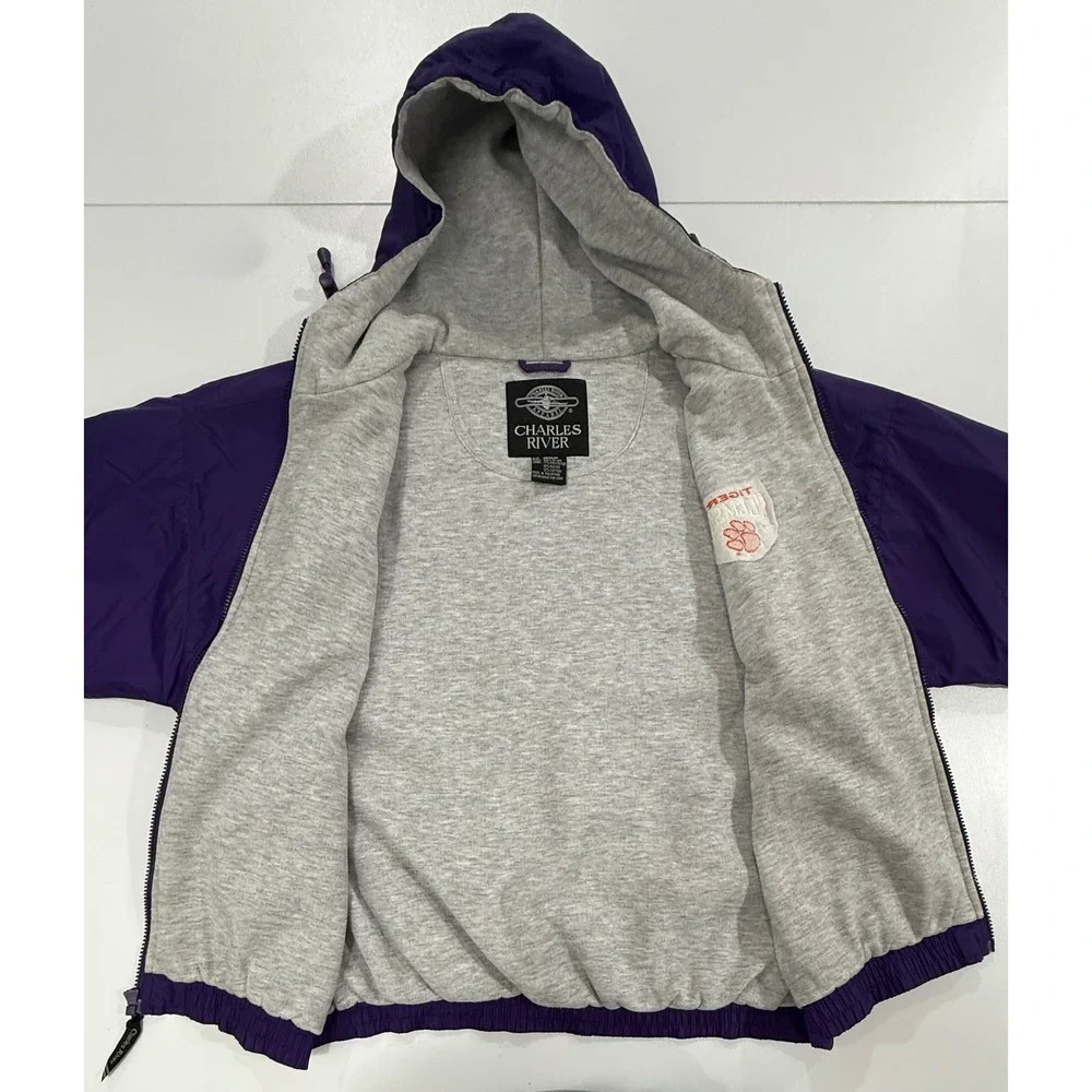 Charles River Clemson Tigers Purple Nylon Hooded Lined Jacket Men's Medium M116 - Picture 5 of 12